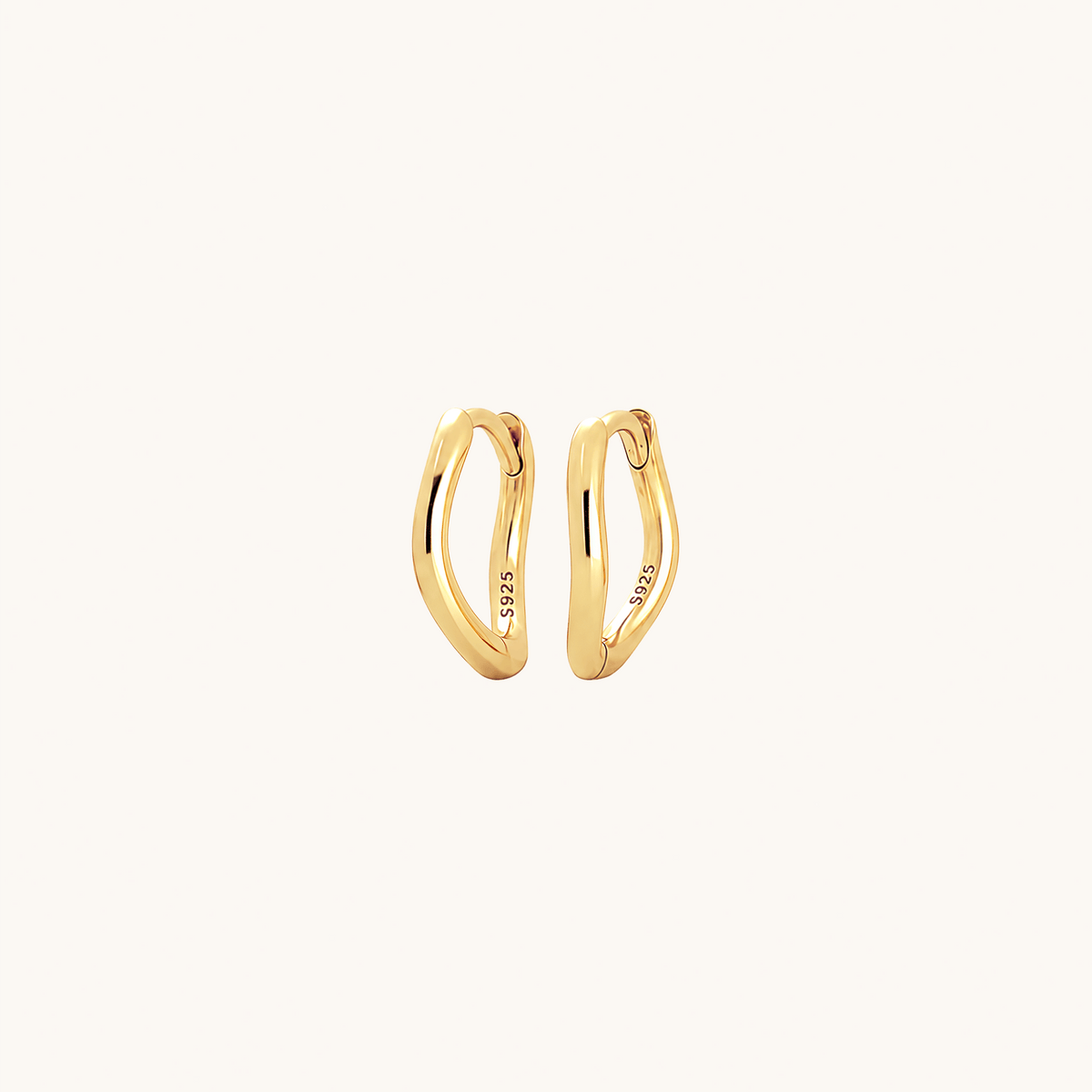 Gold-plated 925 sterling silver Ripple Clicker Hoops Gold 8mm