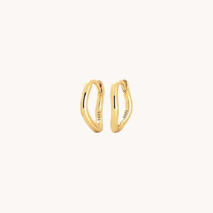 Gold-plated 925 sterling silver Ripple Clicker Hoops Gold 8mm