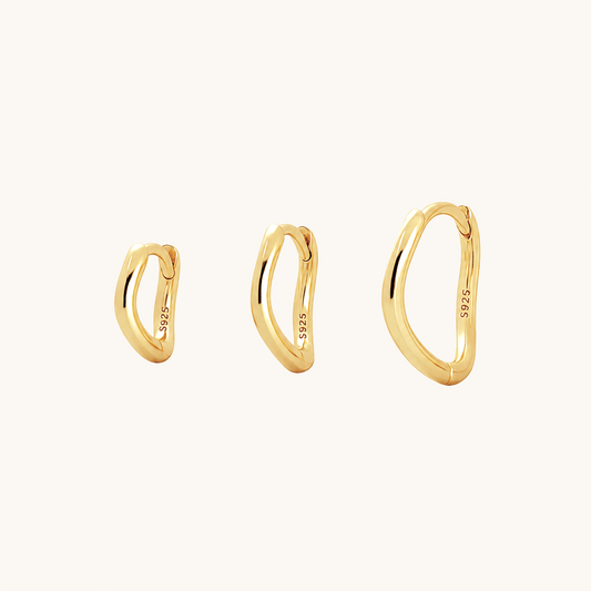 Gold-plated 925 sterling silver Ripple Clicker Hoops