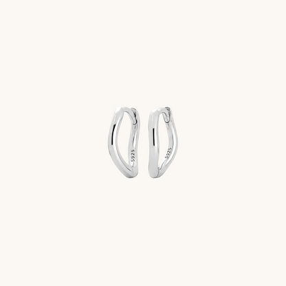 Gold-plated 925 sterling silver Ripple Clicker Hoops Silver 8mm