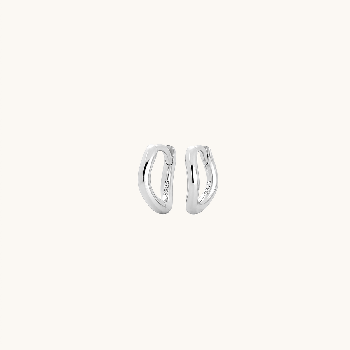 Gold-plated 925 sterling silver Ripple Clicker Hoops Silver 6mm