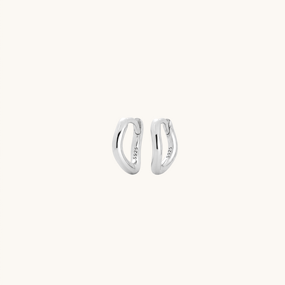 Gold-plated 925 sterling silver Ripple Clicker Hoops Silver 6mm