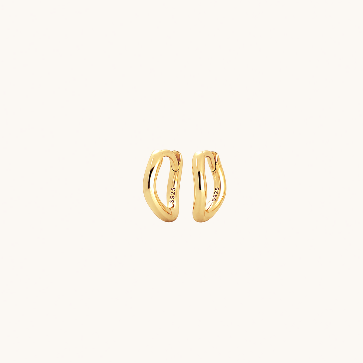 Gold-plated 925 sterling silver Ripple Clicker Hoops Gold 6mm