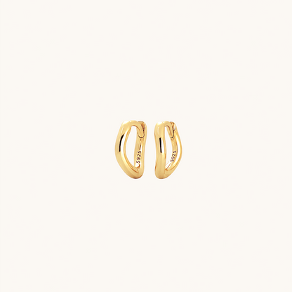 Gold-plated 925 sterling silver Ripple Clicker Hoops Gold 6mm
