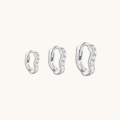 Gold-plated 925 sterling silver Ripple Pavé Clicker Hoops