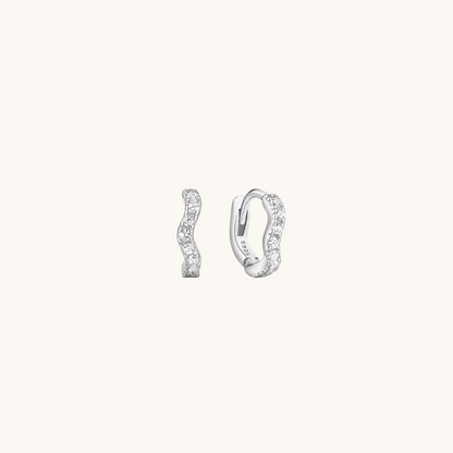 Gold-plated 925 sterling silver Ripple Pavé Clicker Hoops