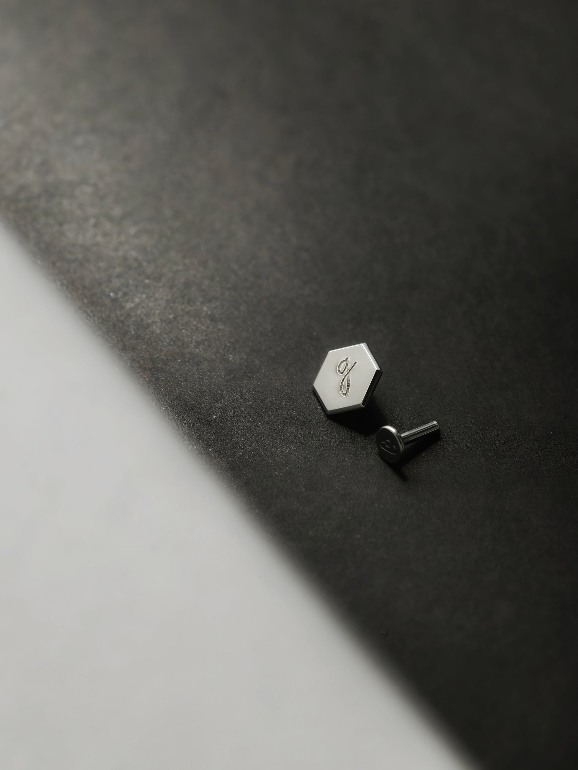 Gold-plated 925 sterling silver Customised Silver Hexagon Flatback Earring