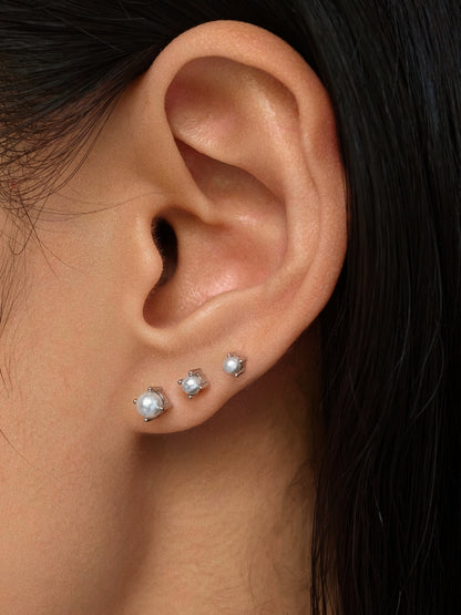 Gold-plated 925 sterling silver Pearl Flatback Earring