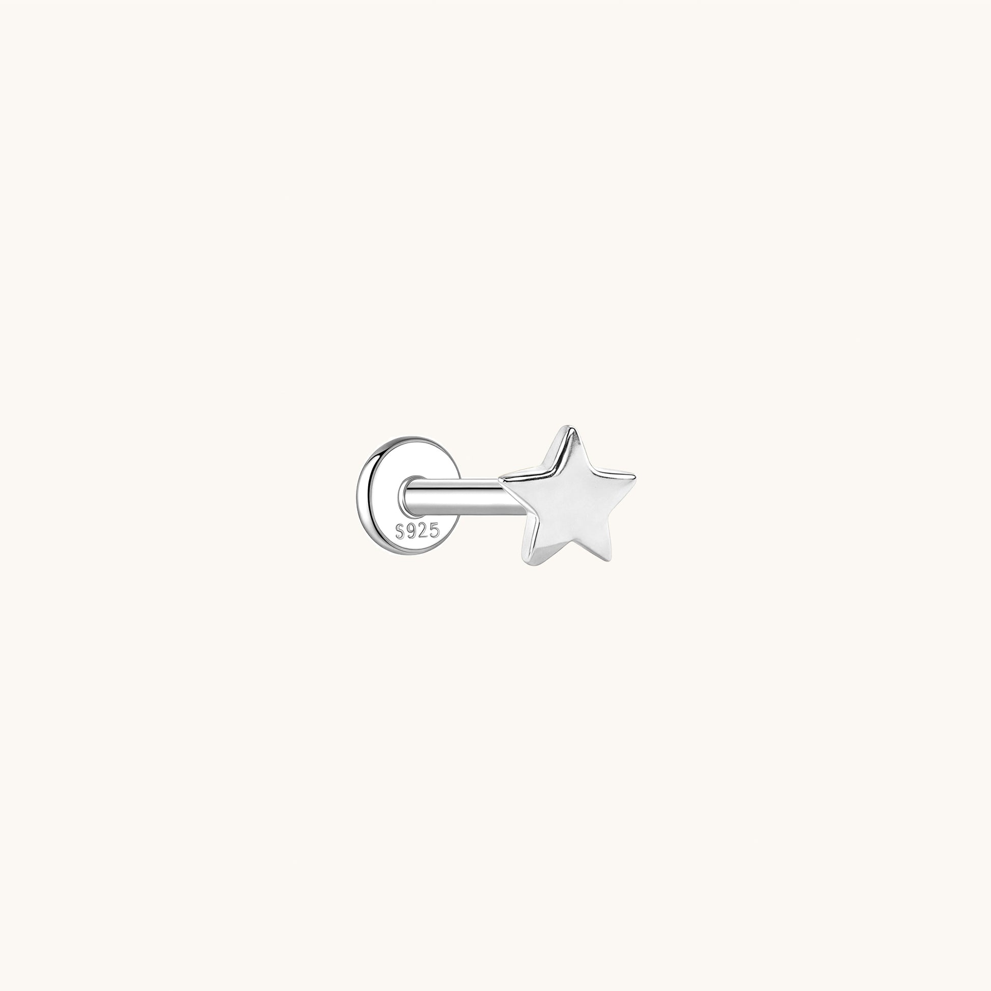Gold-plated 925 sterling silver Little Star Flatback Earring Silver