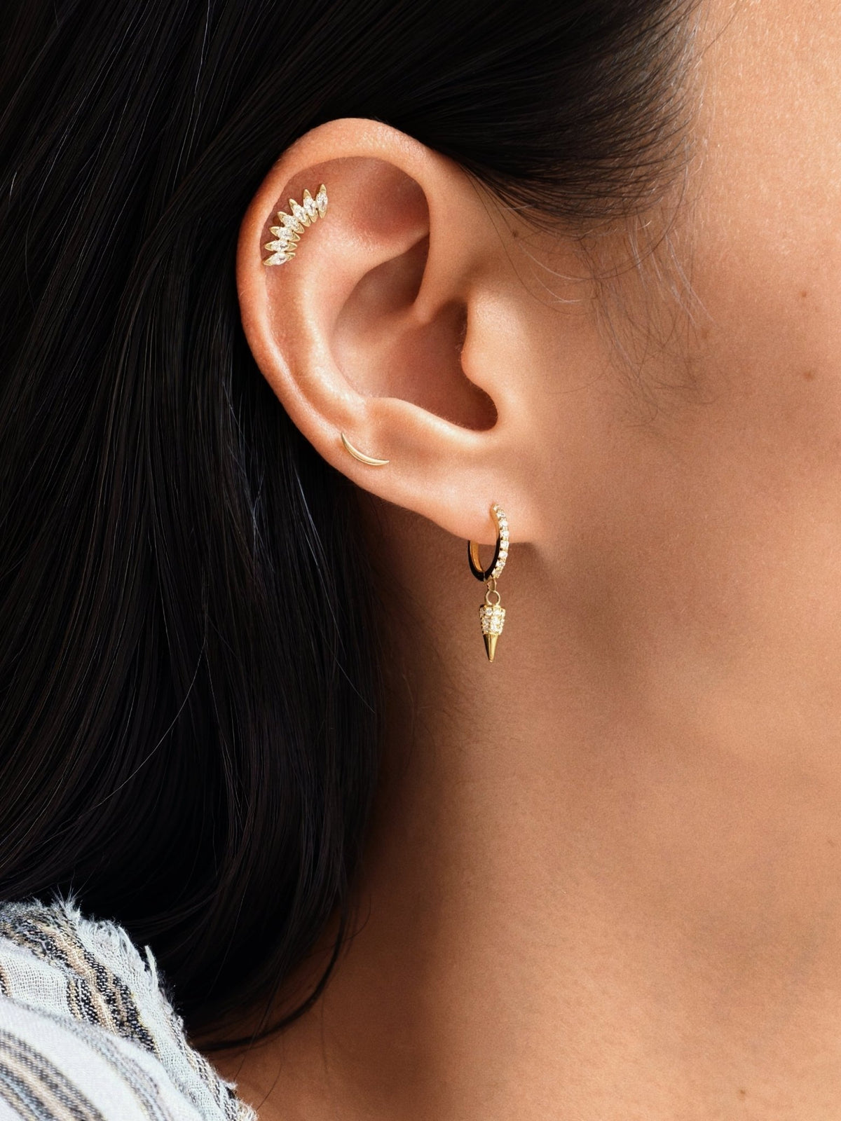 Gold-plated 925 sterling silver Solstice Horn Flatback Earring