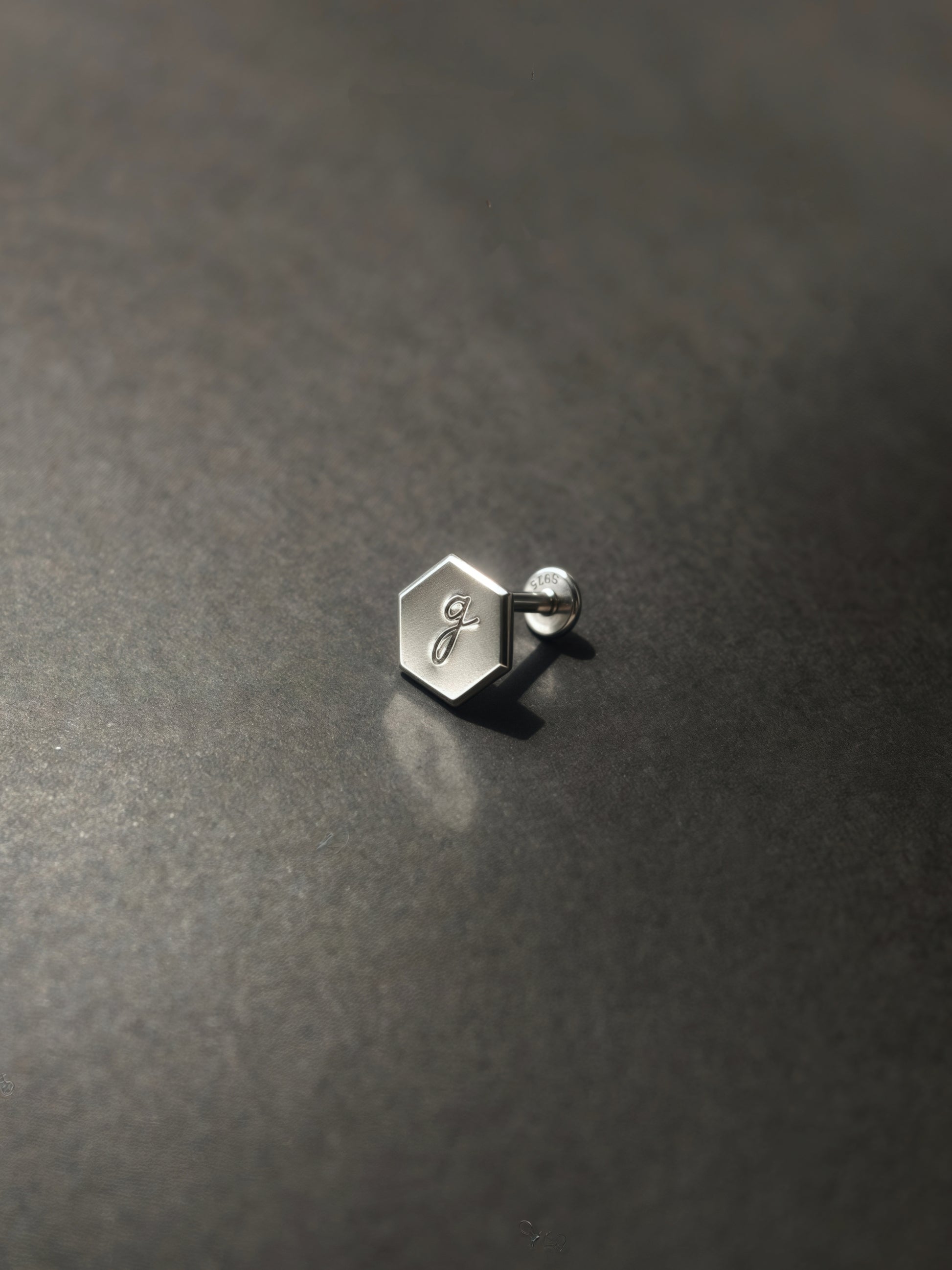 Gold-plated 925 sterling silver Customised Silver Hexagon Flatback Earring
