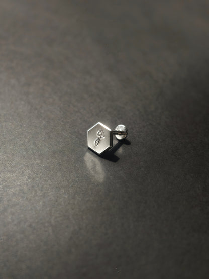 Gold-plated 925 sterling silver Customised Silver Hexagon Flatback Earring