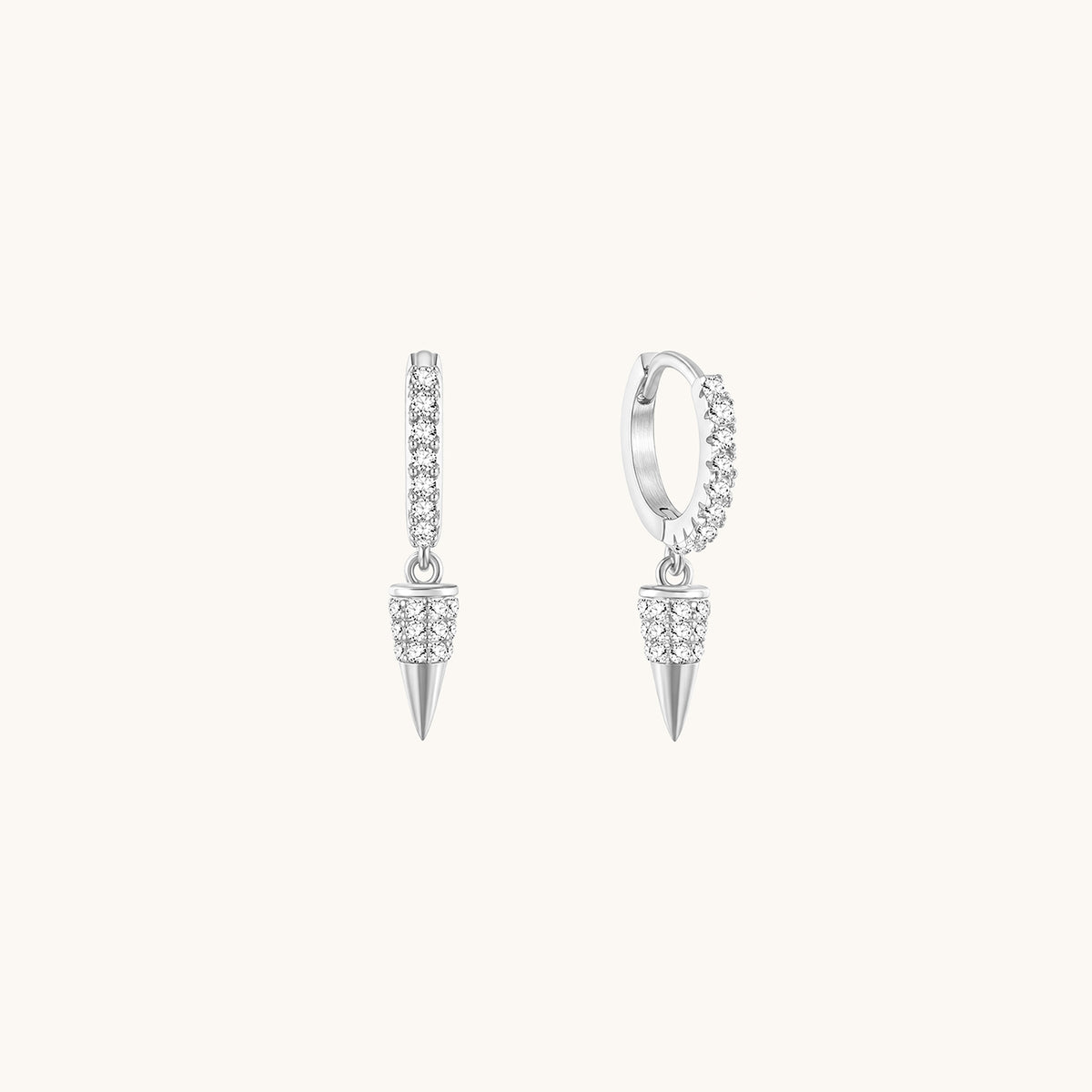 Gold-plated 925 sterling silver Riot Bullet Hoop Earrings Silver