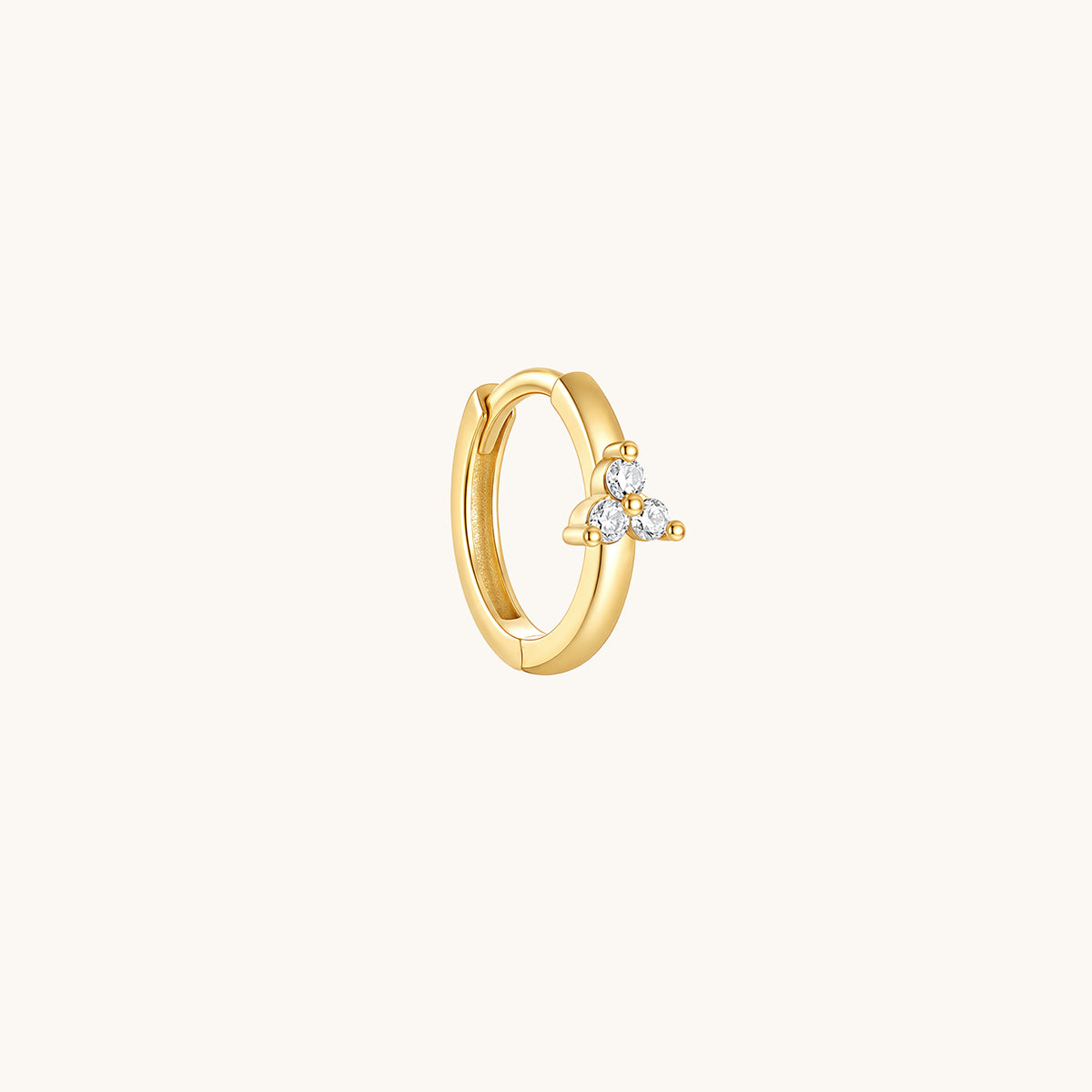 Gold-plated 925 sterling silver Trillium CZ Clicker Gold 10mm Single