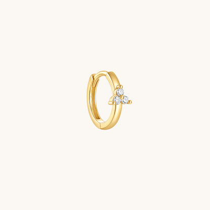 Gold-plated 925 sterling silver Trillium CZ Clicker Gold 10mm Single