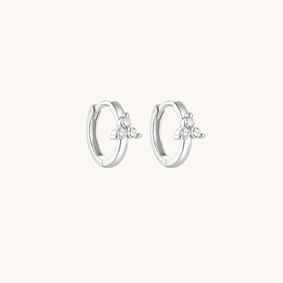Gold-plated 925 sterling silver Trillium CZ Clicker Silver 8mm Pair