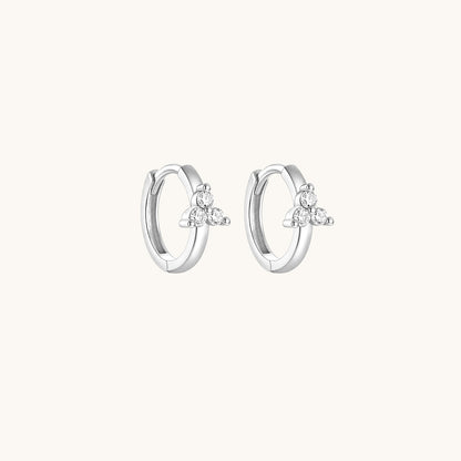 Gold-plated 925 sterling silver Trillium CZ Clicker Silver 8mm Pair