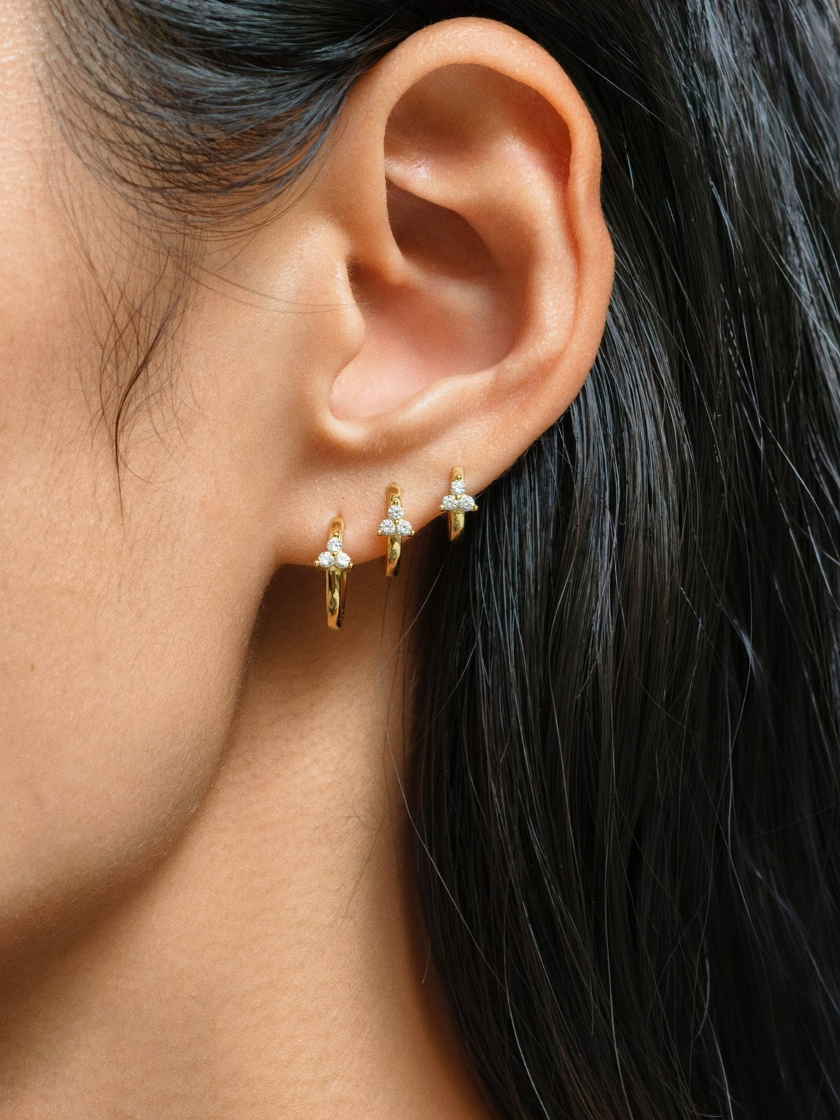 Gold-plated 925 sterling silver Trillium CZ Clicker