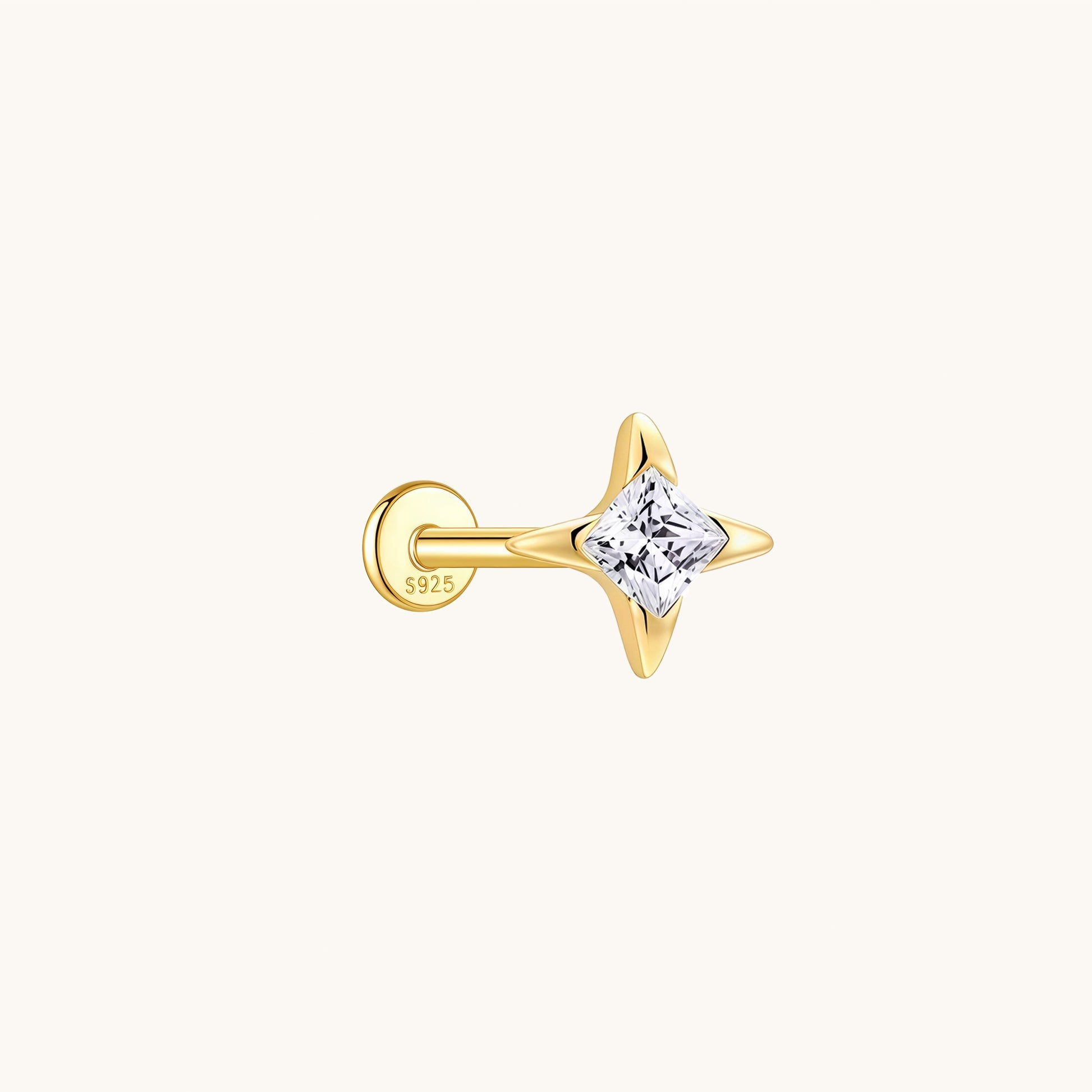 Gold-plated 925 sterling silver Guiding Star Flatback Earring Gold