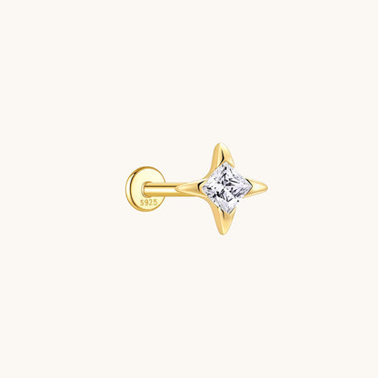 Gold-plated 925 sterling silver Guiding Star Flatback Earring Gold
