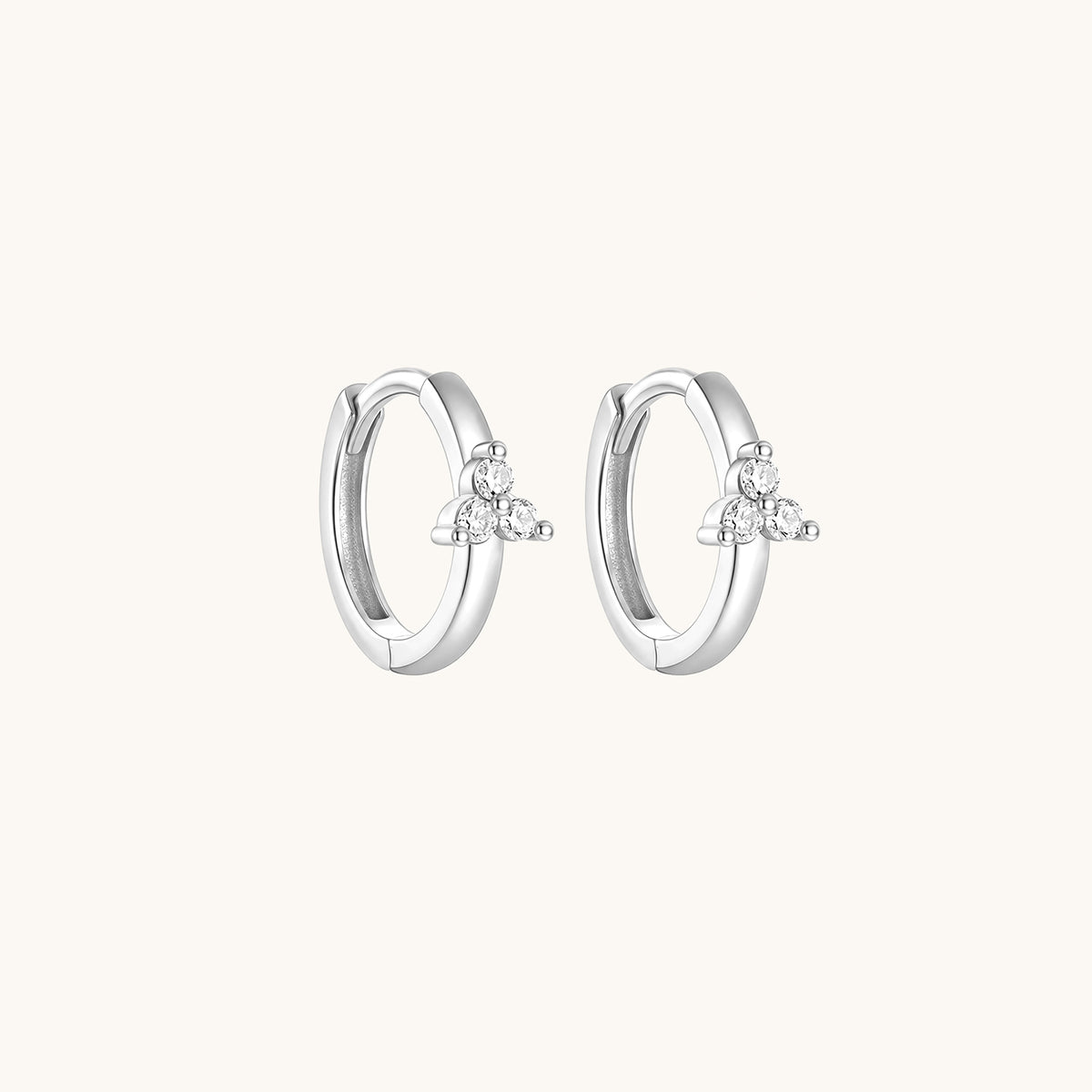 Gold-plated 925 sterling silver Trillium CZ Clicker Silver 10mm Pair