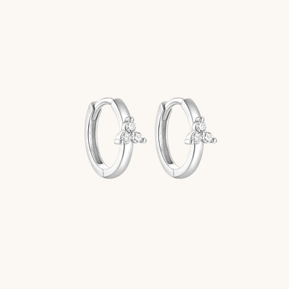 Gold-plated 925 sterling silver Trillium CZ Clicker Silver 10mm Pair