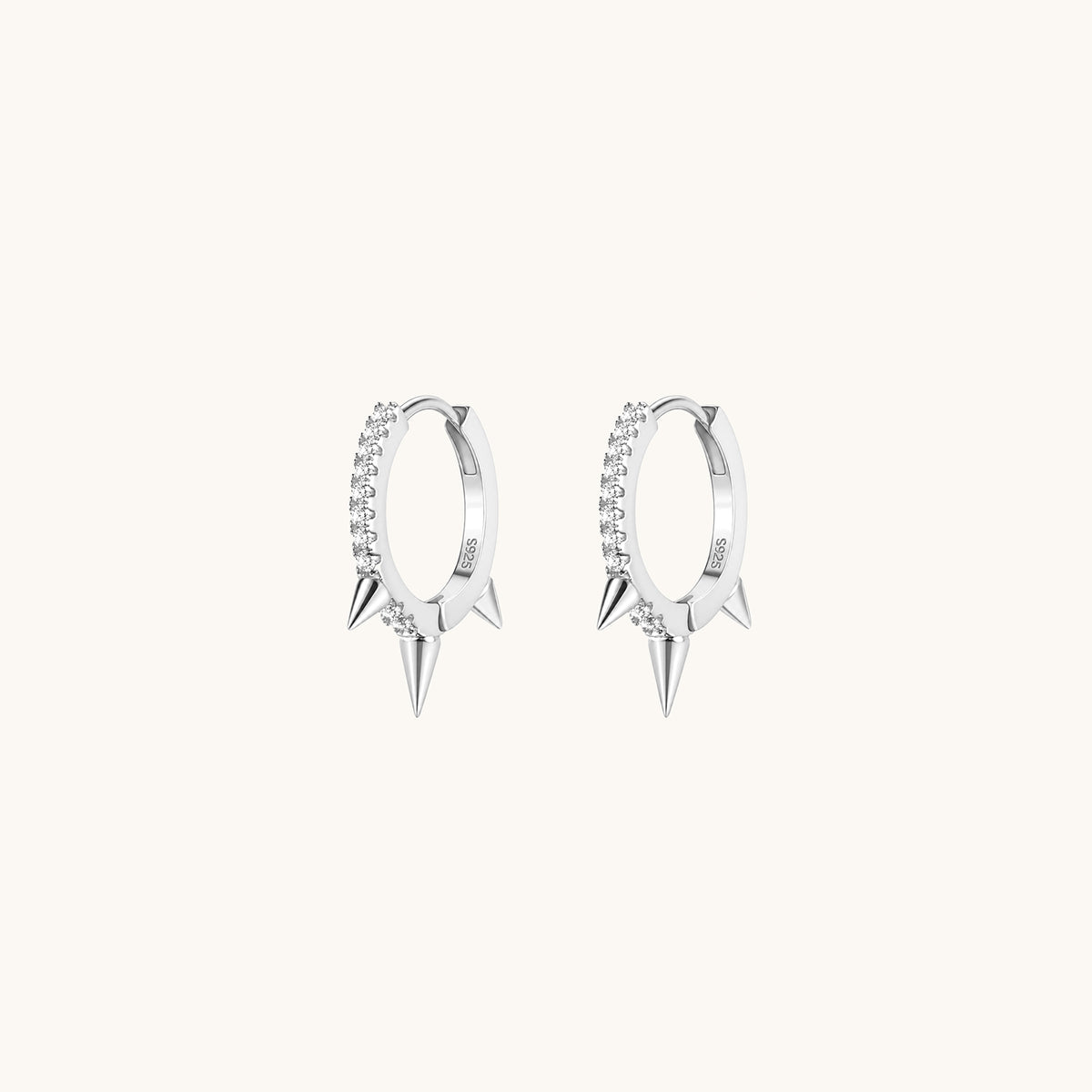 Gold-plated 925 sterling silver Anarchy Spike Hoop Earrings Silver