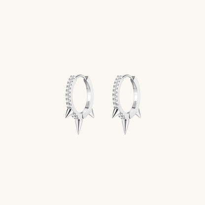Gold-plated 925 sterling silver Anarchy Spike Hoop Earrings Silver