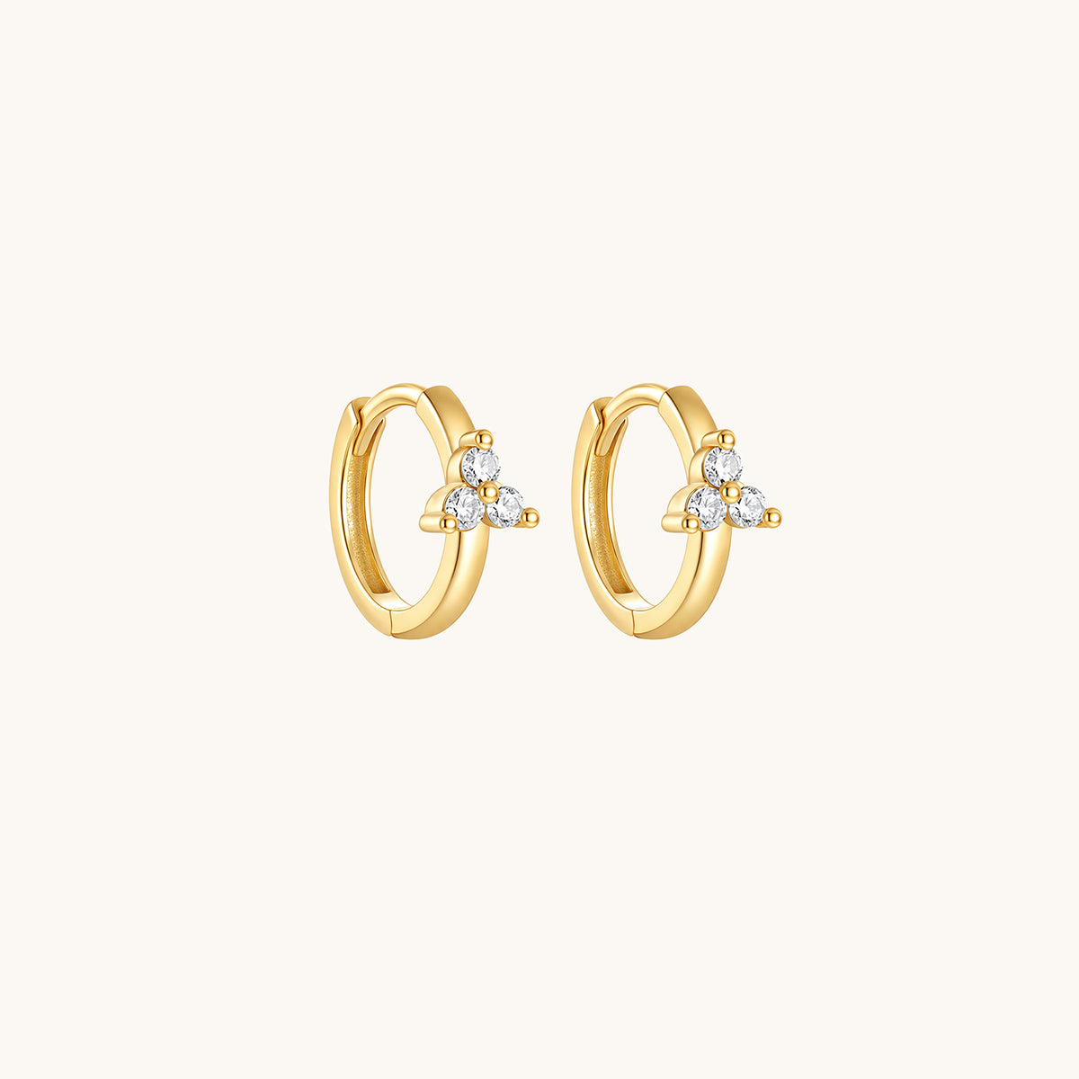 Gold-plated 925 sterling silver Trillium CZ Clicker Gold 8mm Pair