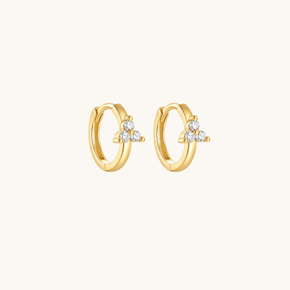 Gold-plated 925 sterling silver Trillium CZ Clicker Gold 8mm Pair