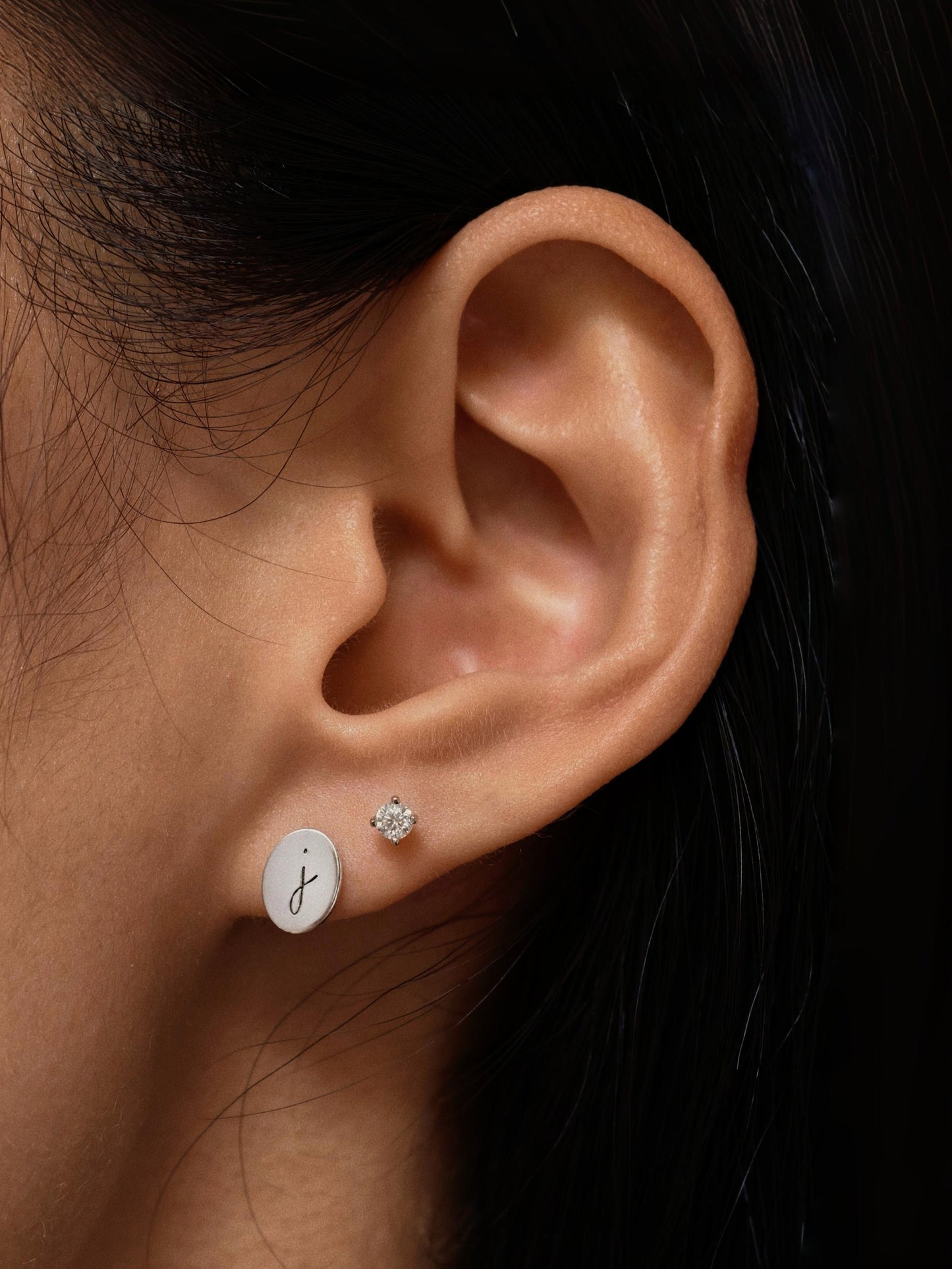 Gold-plated 925 sterling silver Customised Silver Oval Flatback Earring
