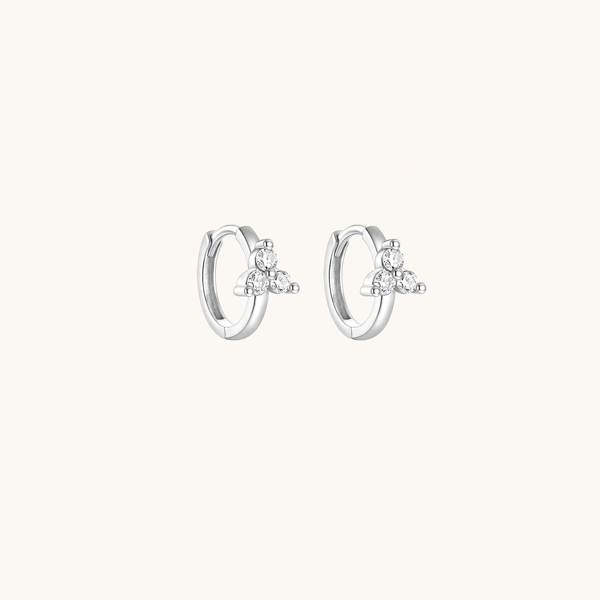 Gold-plated 925 sterling silver Trillium CZ Clicker Silver 6mm Pair