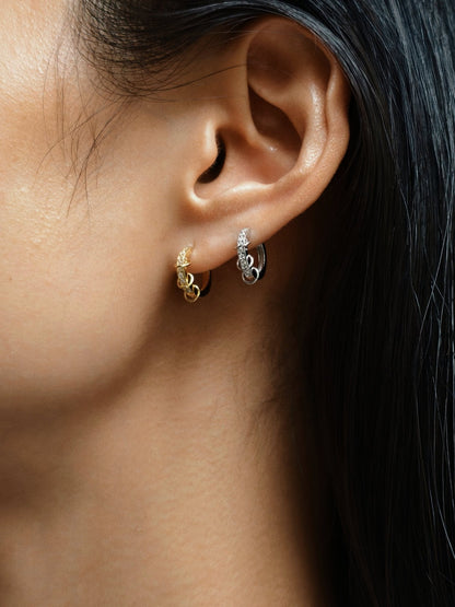 Gold-plated 925 sterling silver Interlock Pavé Hoop Earrings