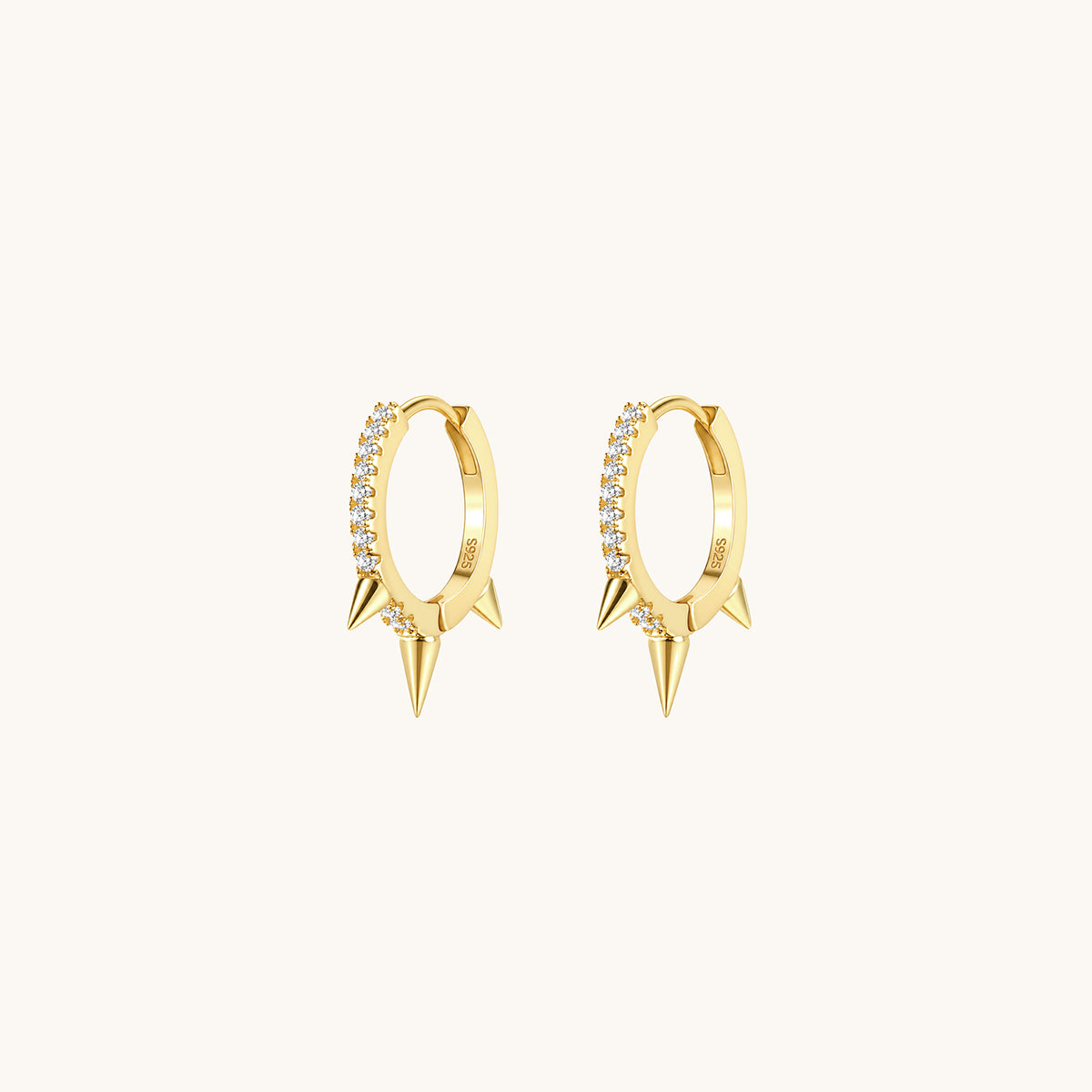 Gold-plated 925 sterling silver Anarchy Spike Hoop Earrings Gold