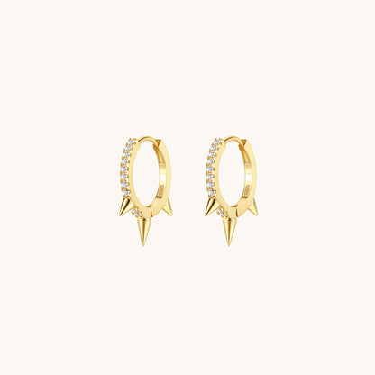 Gold-plated 925 sterling silver Anarchy Spike Hoop Earrings Gold