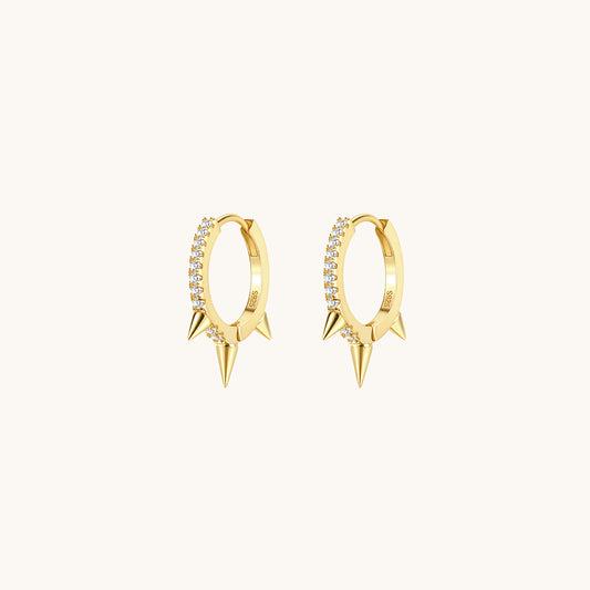 Gold-plated 925 sterling silver Anarchy Spike Hoop Earrings Gold