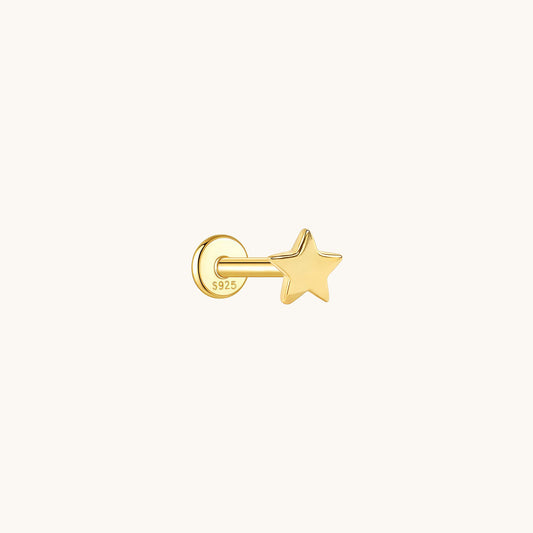 Gold-plated 925 sterling silver Little Star Flatback Earring Gold