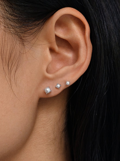 Gold-plated 925 sterling silver Pearl Flatback Earring