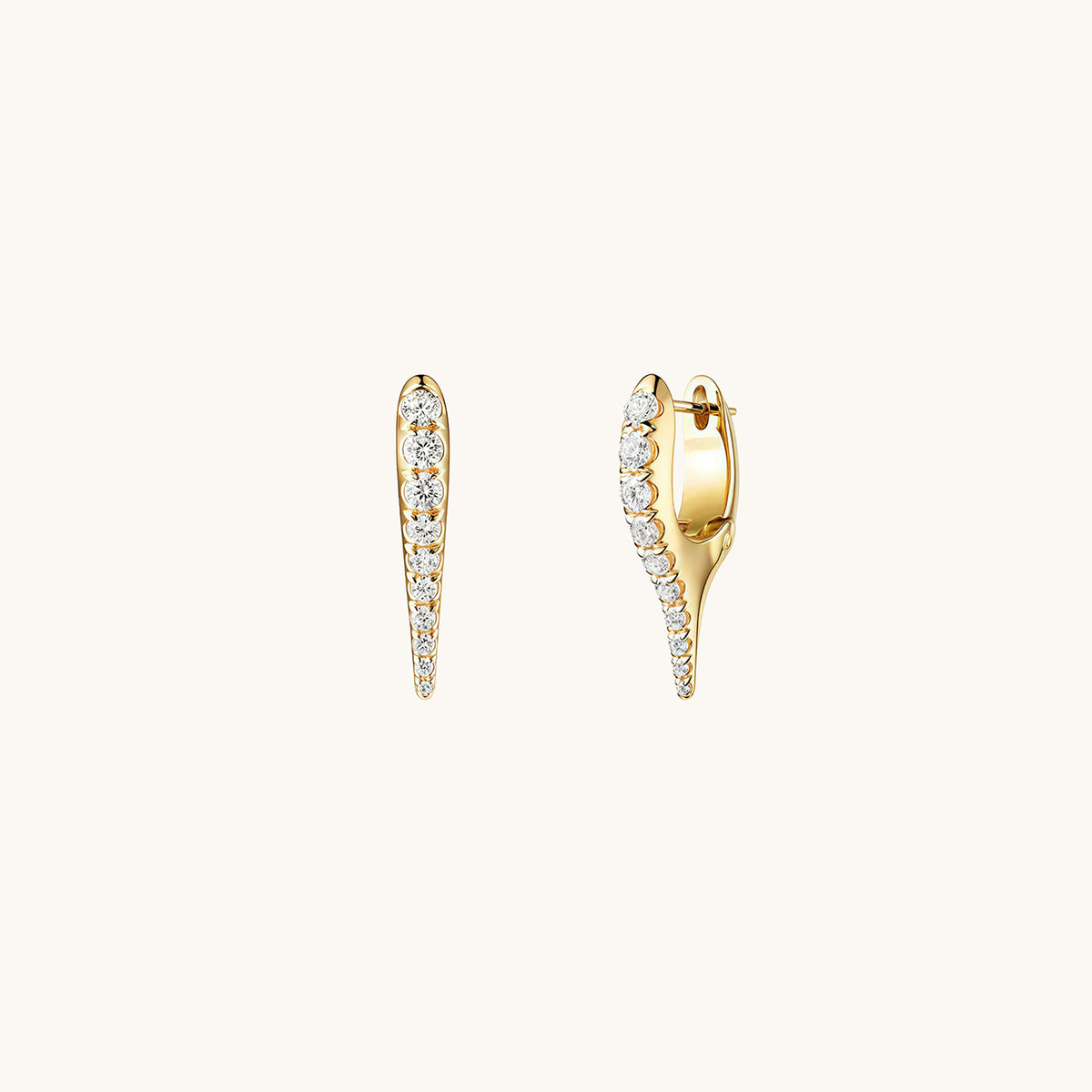 Gold-plated 925 sterling silver Razor Fang Pavé Hoops