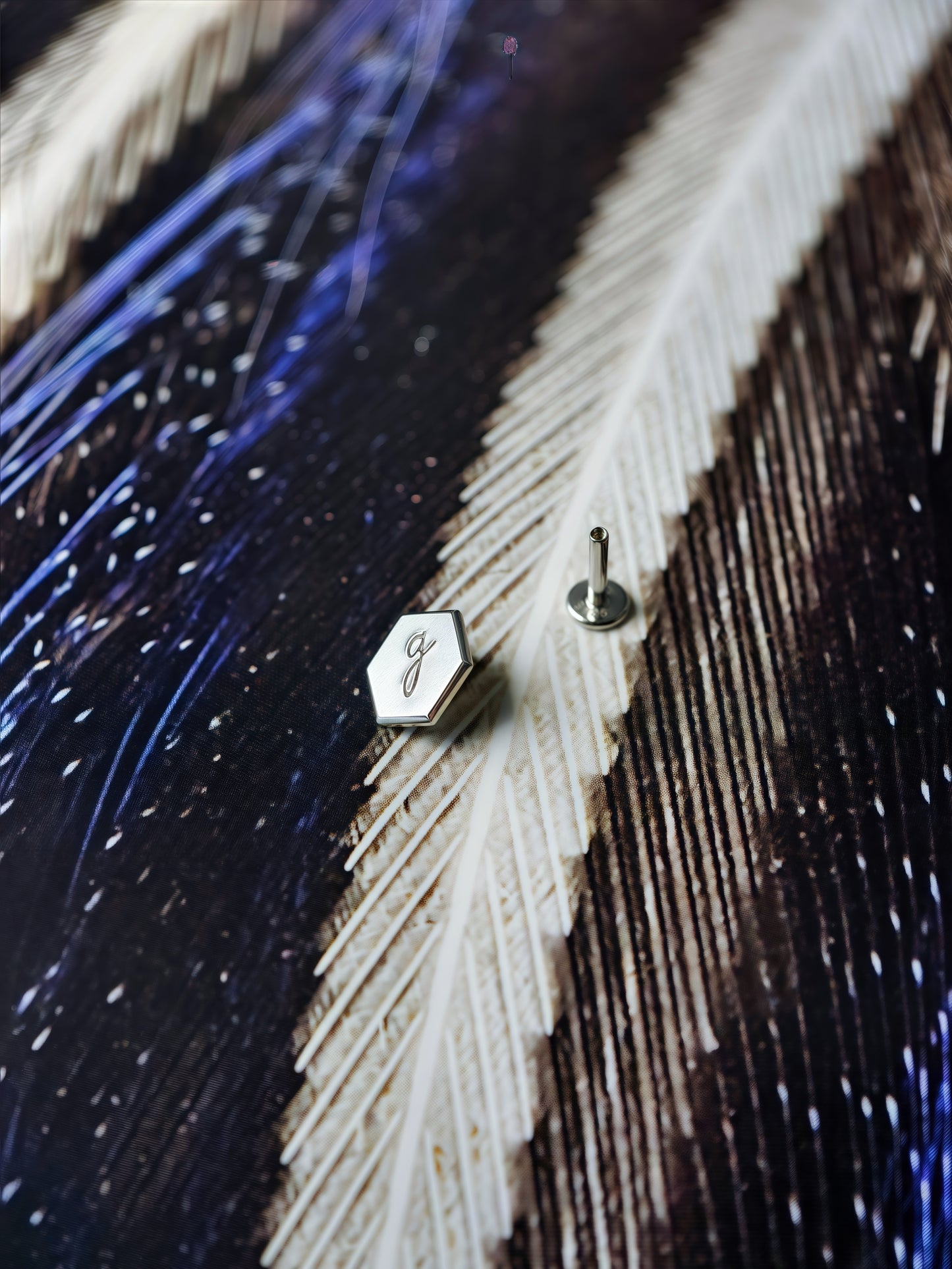 Gold-plated 925 sterling silver Customised Silver Hexagon Flatback Earring