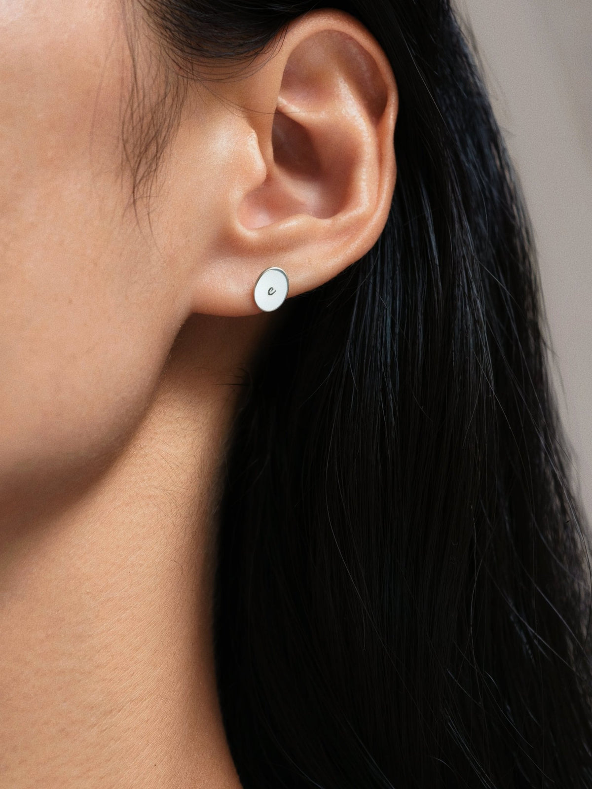 Gold-plated 925 sterling silver Customised Silver Oval Flatback Earring