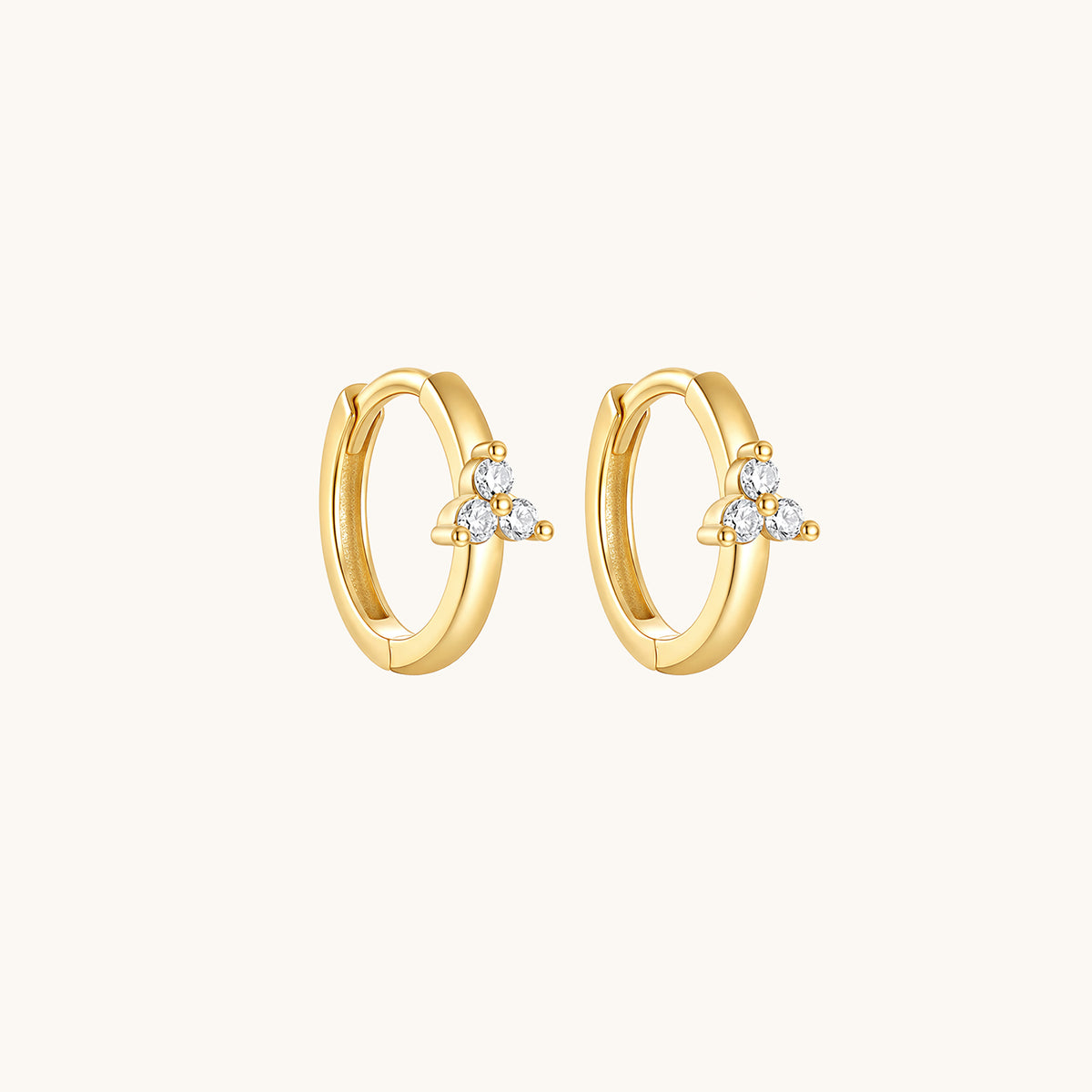 Gold-plated 925 sterling silver Trillium CZ Clicker Gold 10mm Pair