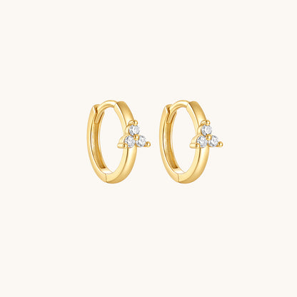 Gold-plated 925 sterling silver Trillium CZ Clicker Gold 10mm Pair