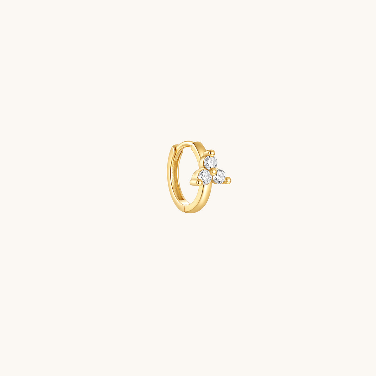 Gold-plated 925 sterling silver Trillium CZ Clicker Gold 6mm Single