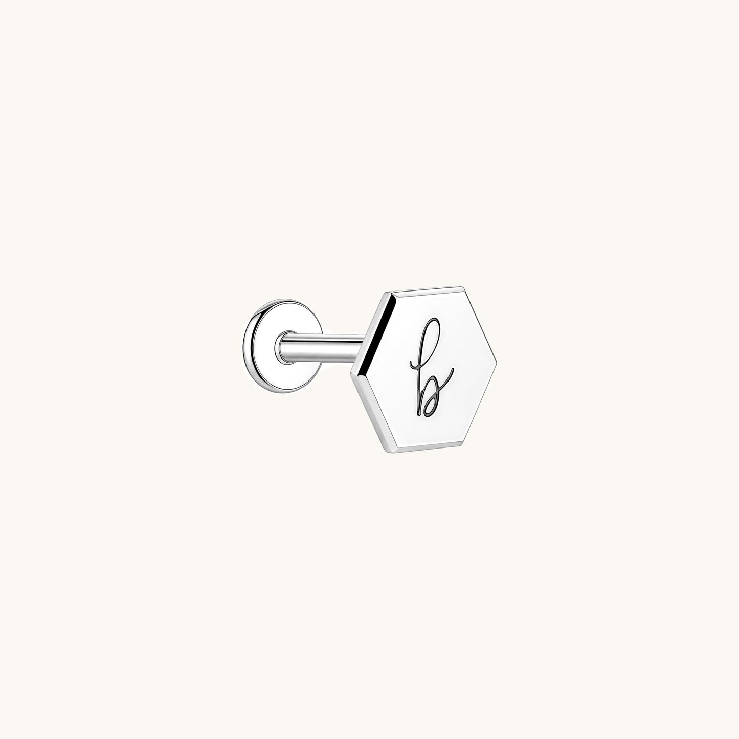 Gold-plated 925 sterling silver Customised Silver Hexagon Flatback Earring