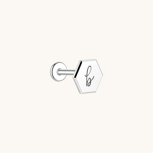 Gold-plated 925 sterling silver Customised Silver Hexagon Flatback Earring