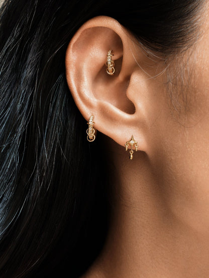 Gold-plated 925 sterling silver Interlock Pavé Hoop Earrings