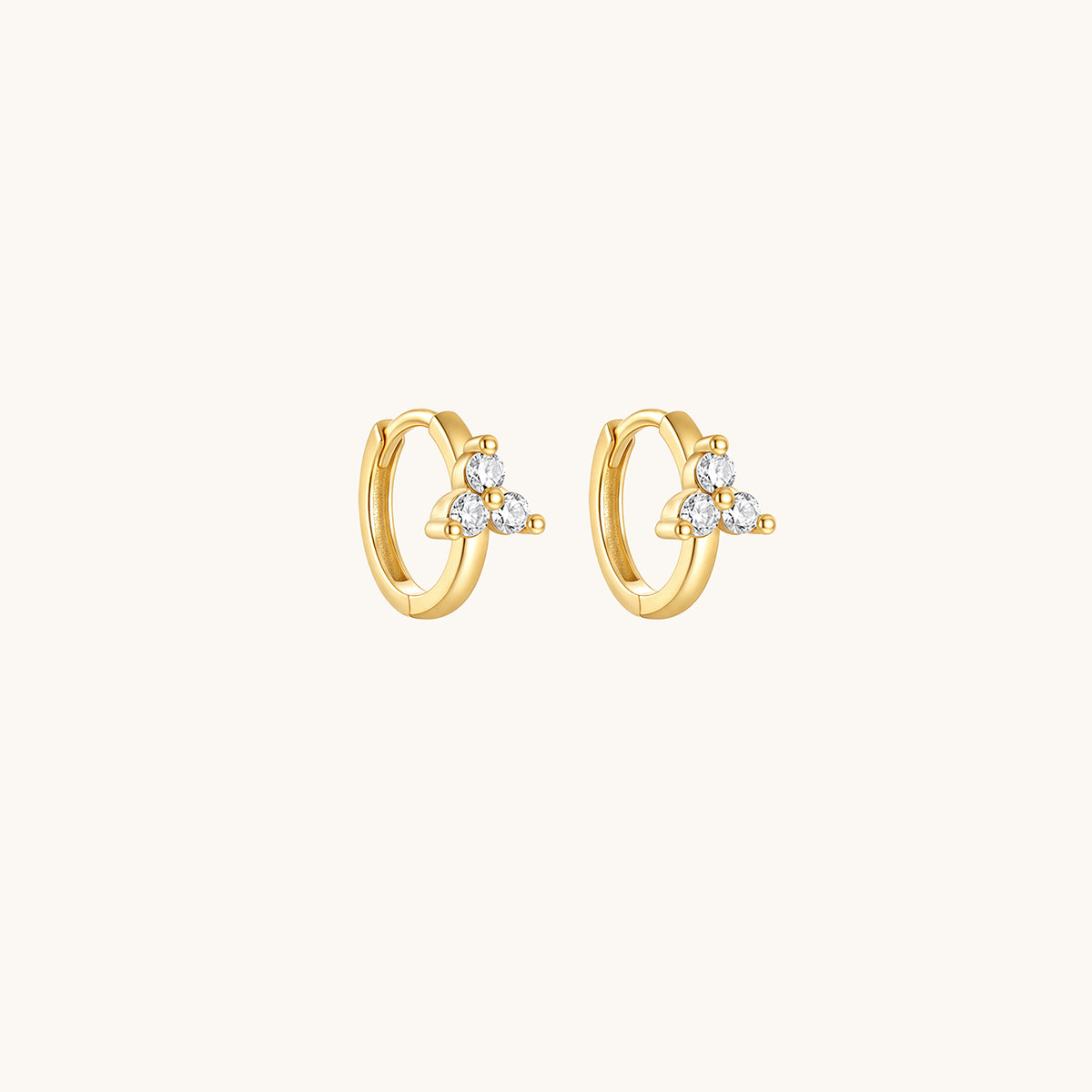 Gold-plated 925 sterling silver Trillium CZ Clicker Gold 6mm Pair