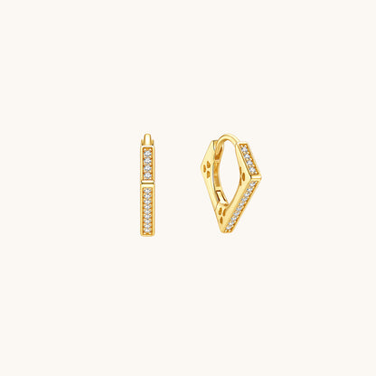 Gold-plated 925 sterling silver Facet Blade Hoop Earrings Gold