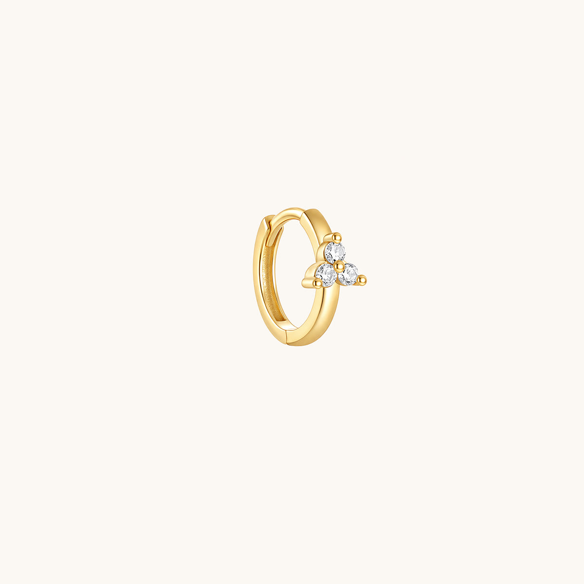 Gold-plated 925 sterling silver Trillium CZ Clicker Gold 8mm Single